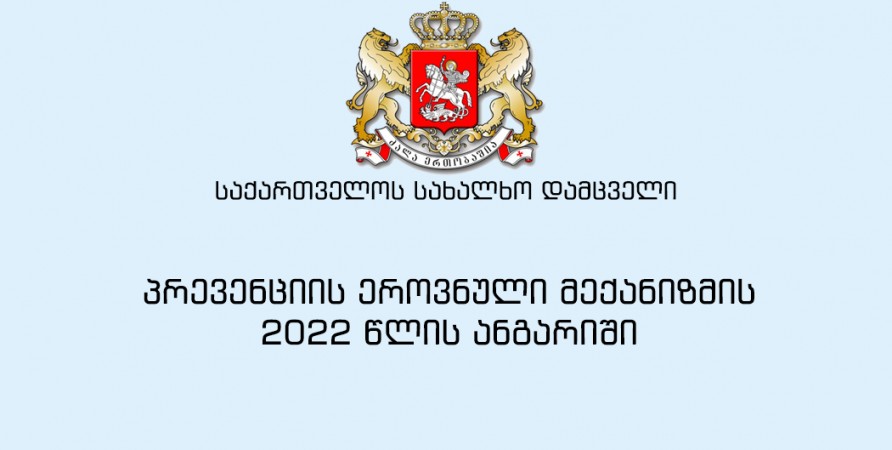 პრევენციის ეროვნული მექანიზმის 2022 წლის ანგარიში